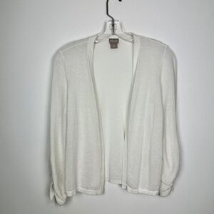 Chico's White Lightweight Cinched Long Sleeve Cardigan Size S